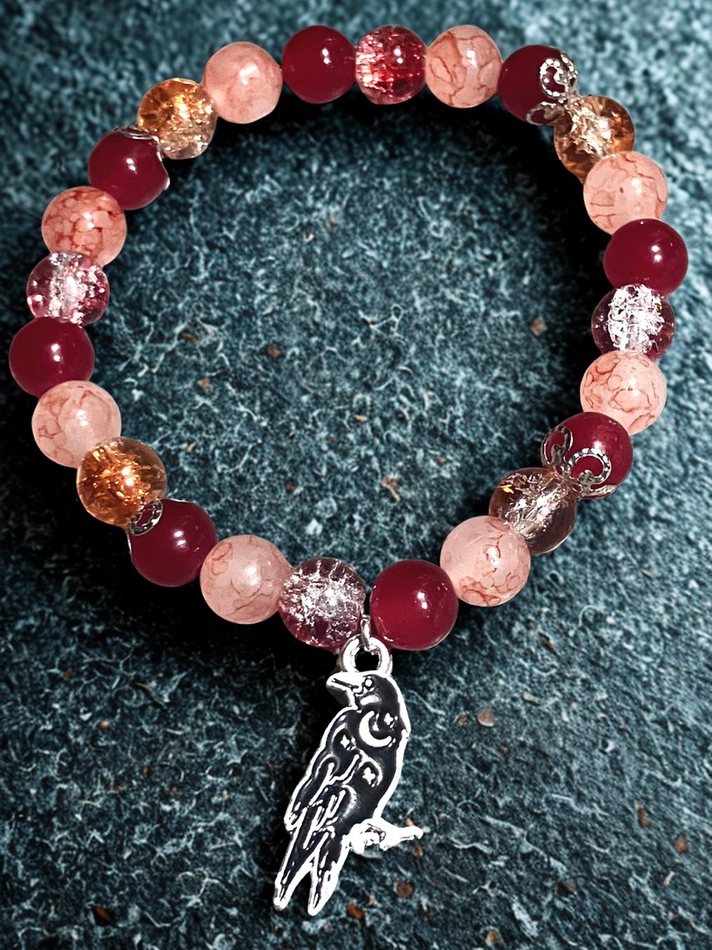 PICK ONE! Raven charm glass beaded bracelet collection - Picture 8 of 10